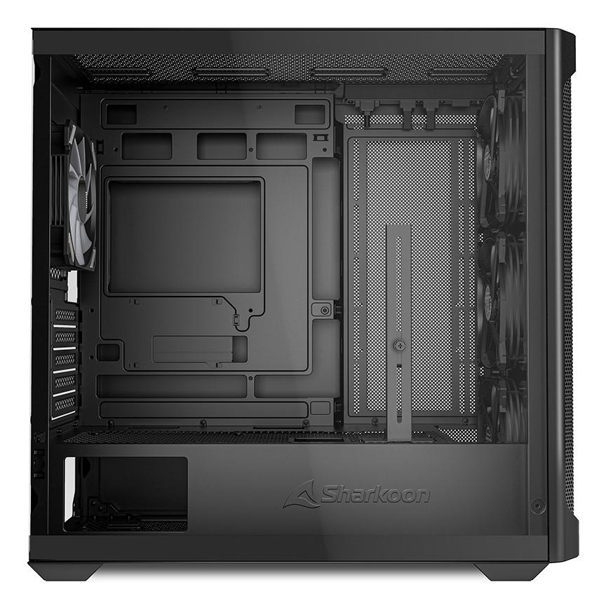 Sharkoon MK4W RGB Strip Black Mesh Front Tempered Glass ARGB Strip 4x 120mm Fans USB-C BTF Micro-ATX Gaming PC Case Sharkoon