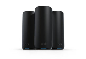 Sort NETGEAR Orbi RBE873B-meshsæt med tre enheder