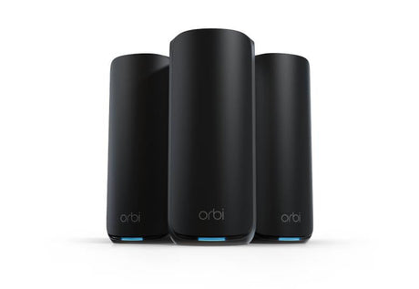 Sort NETGEAR Orbi RBE873B-meshsæt med tre enheder