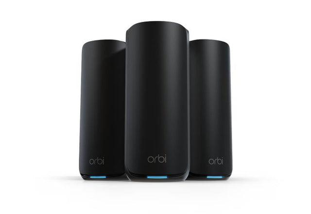 Sort NETGEAR Orbi RBE873B-meshsæt med tre enheder