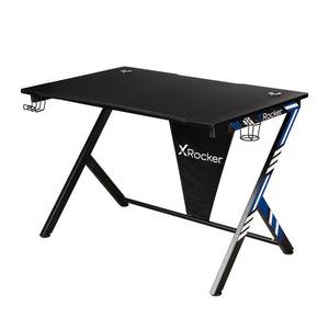 X-Rocker - Ocelot Carbon Gaming Desk - Blue & Red Stickers Geekd