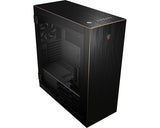 MSI MPG SEKIRA 500G – sort PC-kabinet – glasside og front i skrå vinkel