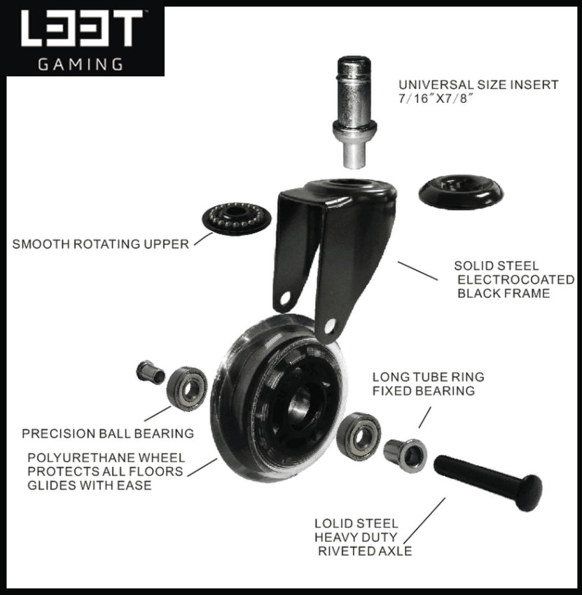 L33T Hjul 3" - Gaming Stol (Blå) Universal L33T