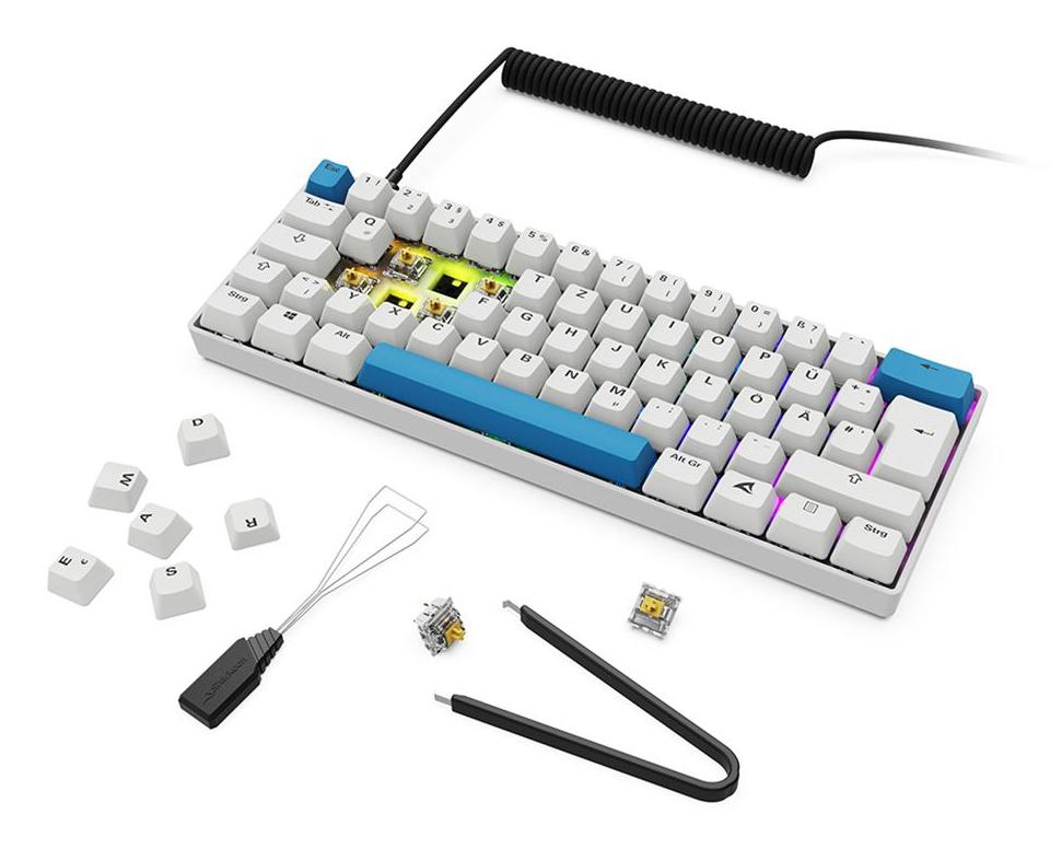Sharkoon SKILLER SGK50 S4 Gen2 PBT (white, DE layout, Gateron G Pro 3.0 Yellow) Sharkoon