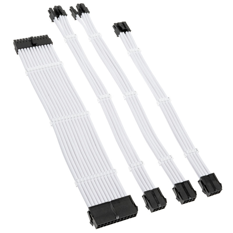 Kolink Core Standard Braided Cable Extension Kit - Brilliant White - 2x 6+2pin, 1x 4+4pin, 1x 20-4pin