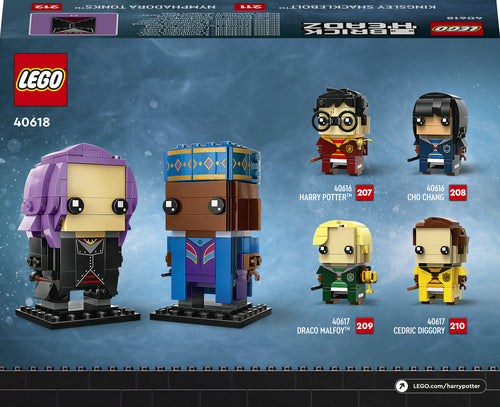 LEGO BrickHeadz 40618 – Kingsley Shacklebolt og Nymphadora Tonks – æskens bagside med andre BrickHeadz-sæt, som ikke medfølger