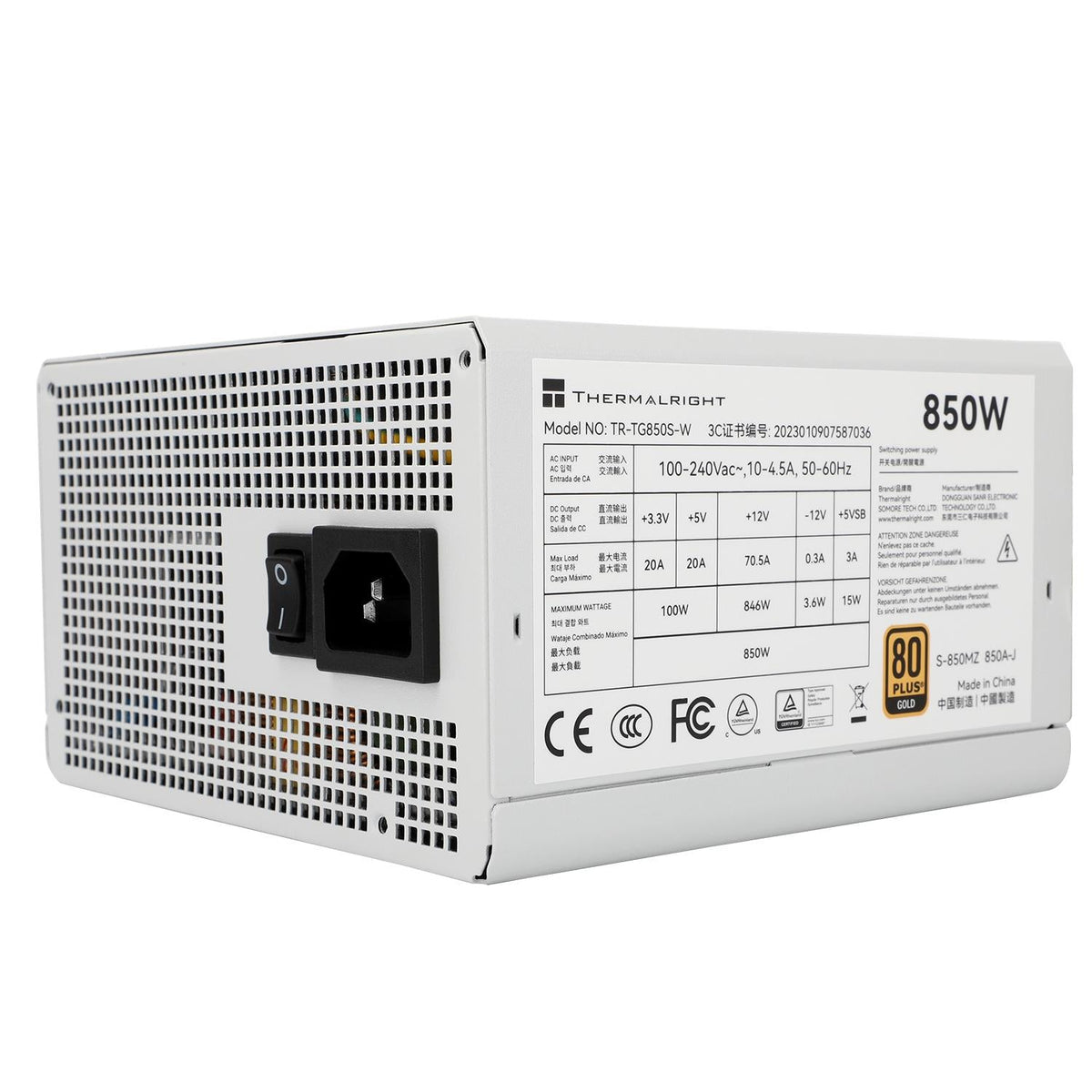 Thermalright TR-TG 850S-W White - PSU, 80+ Gold, 850W, non-modular Shenzhen Deli Ming Technology Co. LTD (Thermalright)