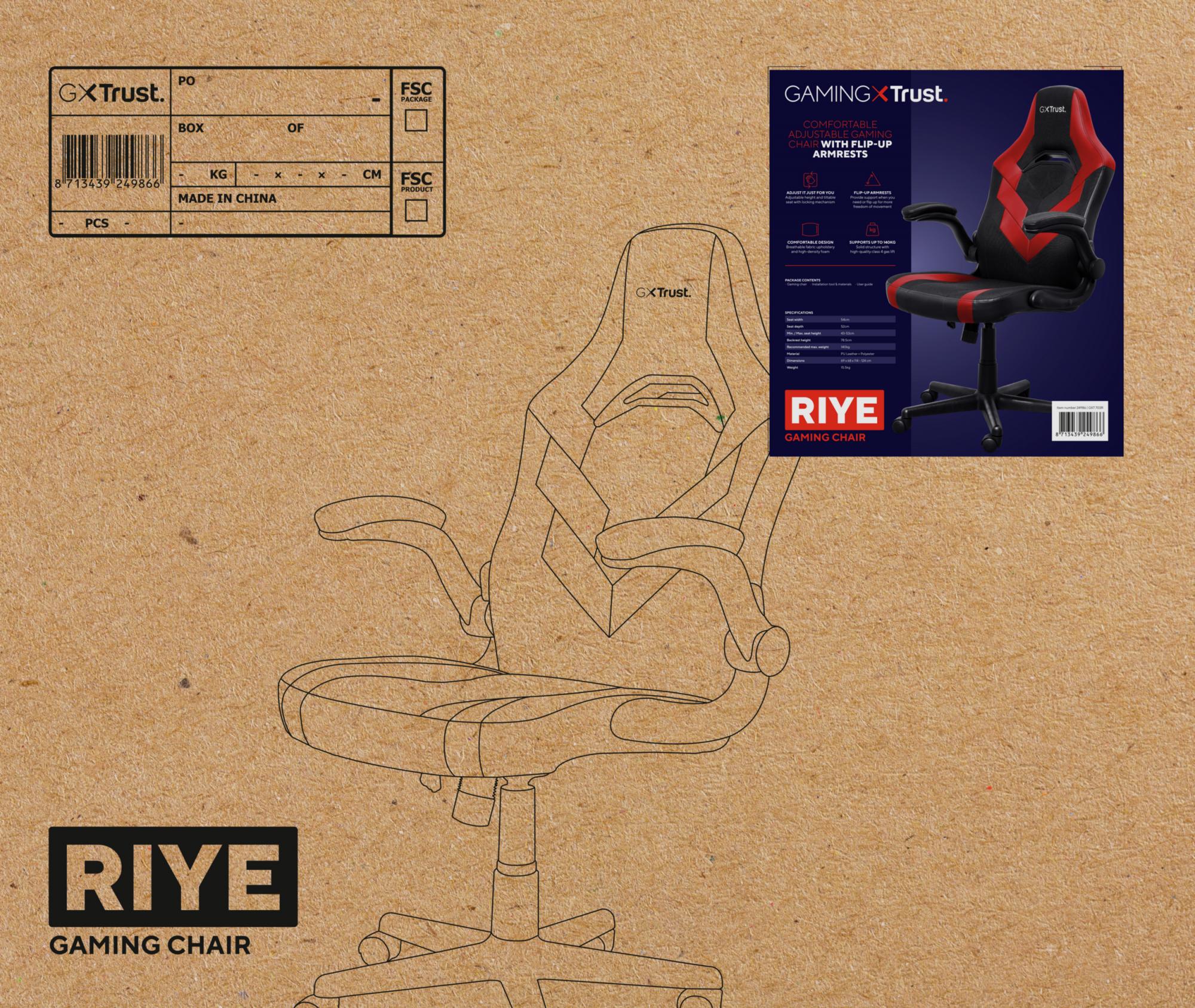 TRUST GXT703R RIYE GAMING CHAIR - RED TRUST