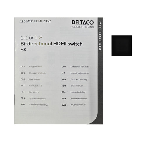 Bidirectional HDMI switch, 1-2 or 2-1, 8K 60Hz