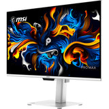MSI PRO MAX 271UPXW12G – 26,5″ 4K QD-OLED-skærm, hvid – forside set skråt