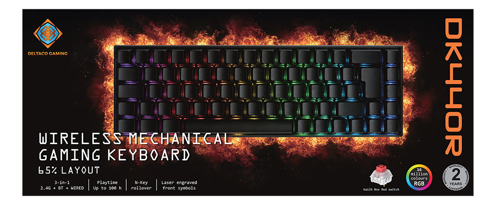 DELTACO GAMING DK440R Tastatur Mekanisk RGB Trådløs Kabling Tysk Deltaco