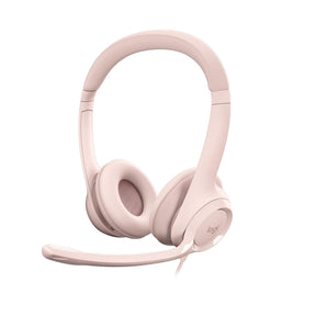 Logitech - H390 Wired Headset for PC/Laptop, Stereo Headphones with Noise Cancelling Microphone, USB-A, ROSE Logitech