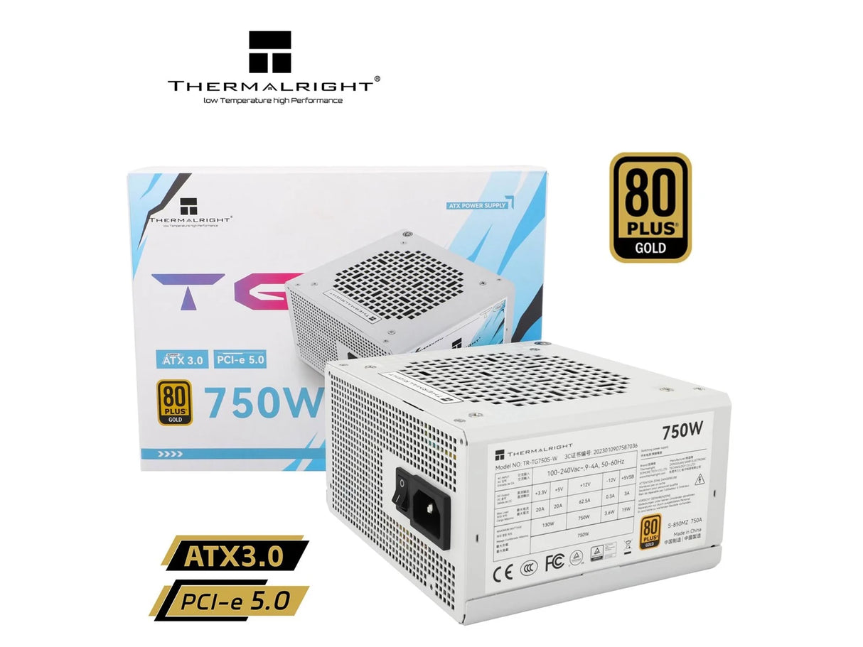 Thermalright TR-TG 750S-W Hvid- PSU, 80+ Gold, 750W, non-modular Thermalright