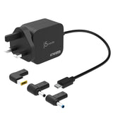 j5create 67 W GaN USB-C-oplader – 3 DC-adapterstik – EU – Oplader med tre DC-adaptere