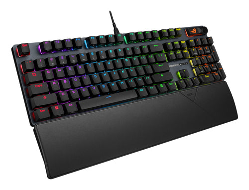ASUS ROG Strix Scope II X – tastatur og håndledsstøtte set skråt