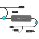 j5create Display Sharing Hub – Til to Windows-computere – Illustration af kabler og adapter
