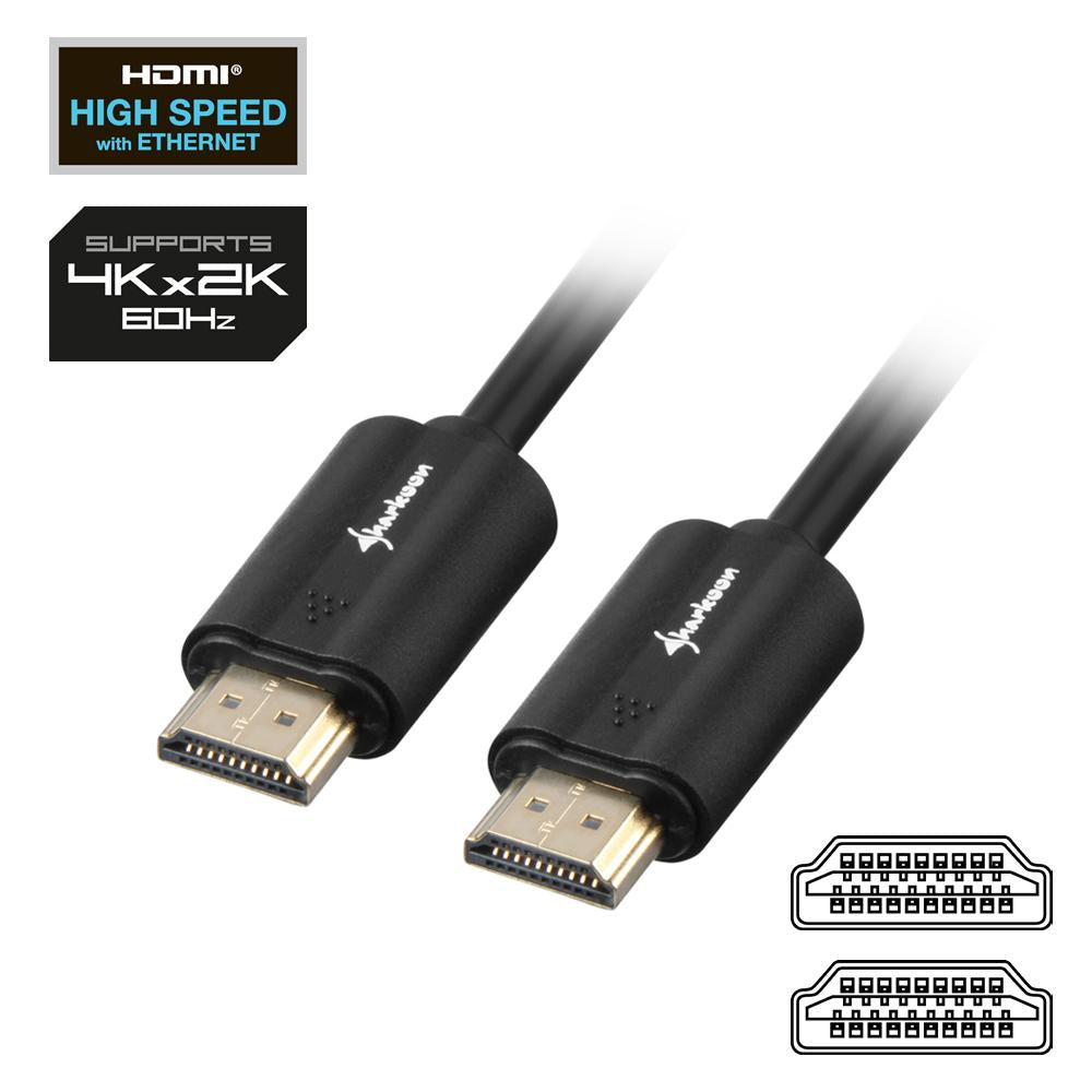 Sharkoon HDMI -> HDMI 4K Cable Black 7.5m - A-A Sharkoon