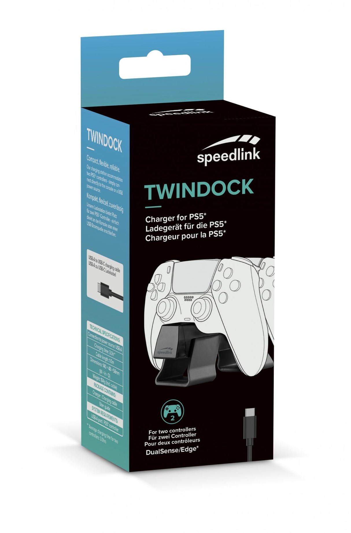 Speedlink - TWINDOCK Oplader til PS5, sort