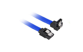Blåt Sharkoon SATA III-kabel med lige og vinklet 7-pin-stik
