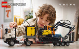 LEGO Technic 42175 Volvo FMX og EC230 – producentillustration af byggeprojekt