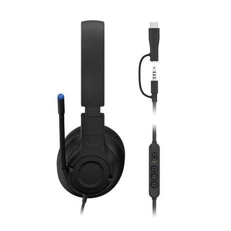 Sort Belkin ENA011-børneheadset – med tilslutningskabel og kontrolknapper