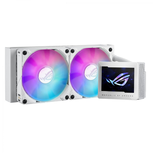 ASUS ROG RYUJIN III 240 ARGB WHITE Ed. AiO vätskekylare med 3,5" LCD, 2x120 mm ROG ARGB magnetiska seriekopplingsbara fläktar 2200 RPM PWM