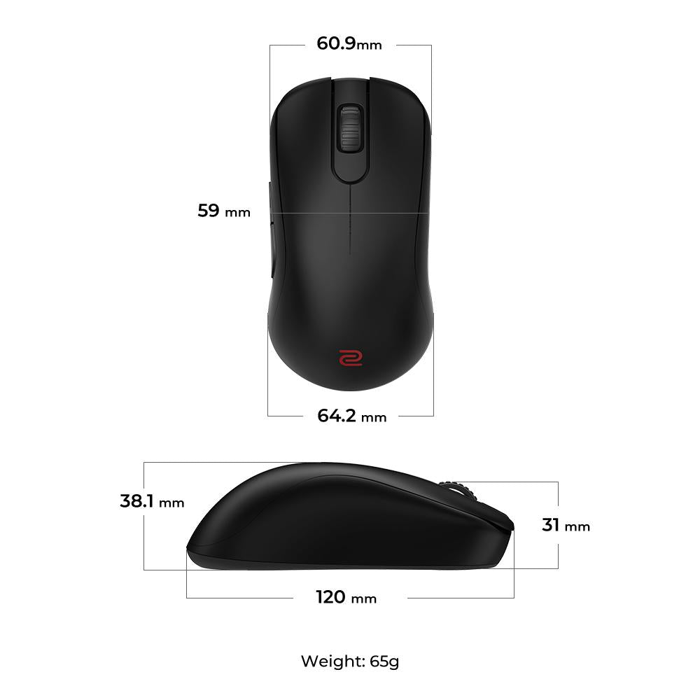 Zowie By BenQ - S2-DW - Wireless Mouse - Pixart 3950 - 4k polling  - Middle size - Black BenQ Nordic (ZOWIE)