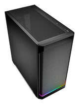 Sharkoon MK4 RGB Strip Black Mesh Front ARGB Strip 2x 120mm Fans USB-C BTF Micro-ATX Gaming PC Case Sharkoon