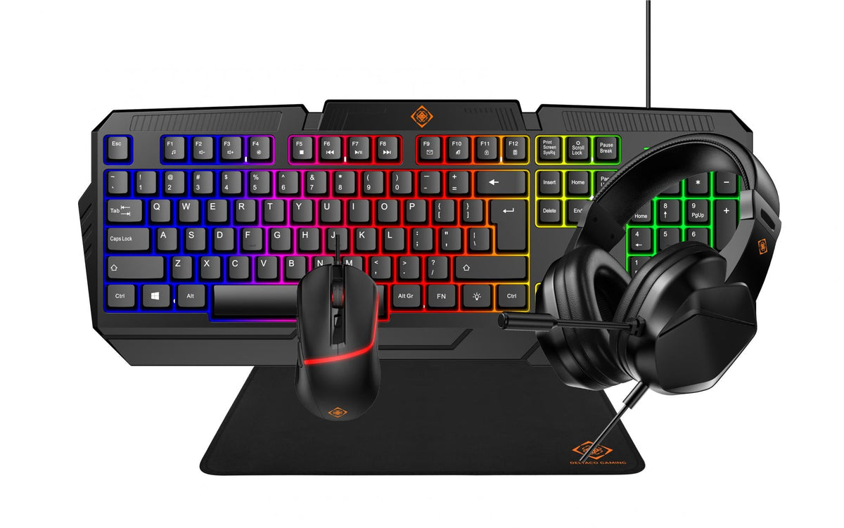 4-in-1 Gaming kit, US layout,Headset,Keyboard,Mice,Mousepad deltaco_gaming