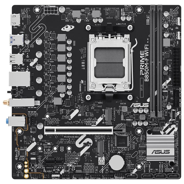 ASUS PRIME B850M-F WIFI – bundkort set ovenfra