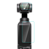 PULUZ beskyttelsesglas til DJI Osmo Pocket 3 – Skærm og objektiv – To beskyttelsesglas vist placeret på DJI Osmo Pocket 3; kamera medfølger ikke