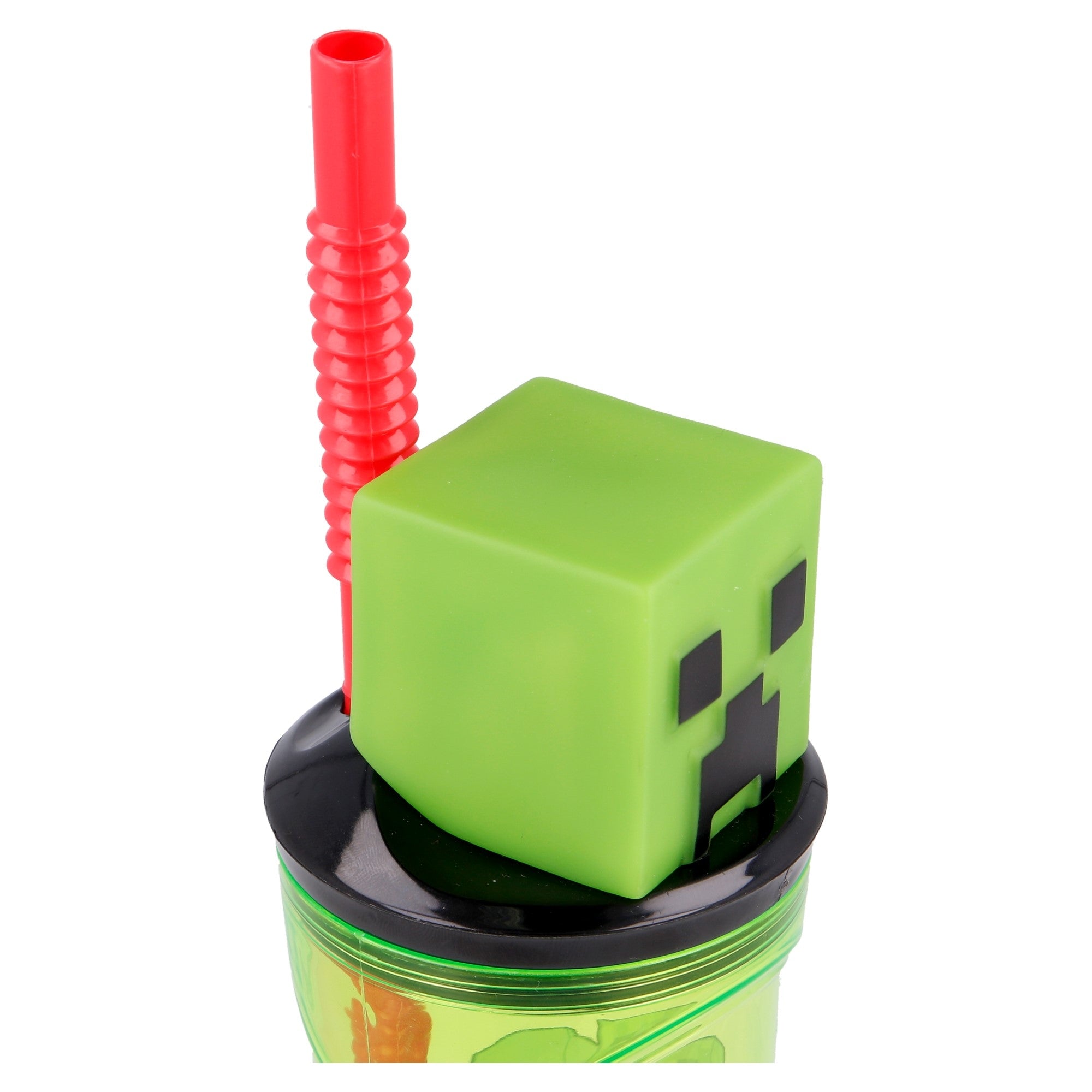 Minecraft 3D Creeper-mugg med sugrör - 360 ml