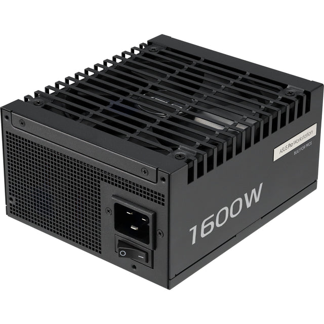 ASUS Pro WS 1600W Platinum – sort strømforsyning set skråt ovenfra