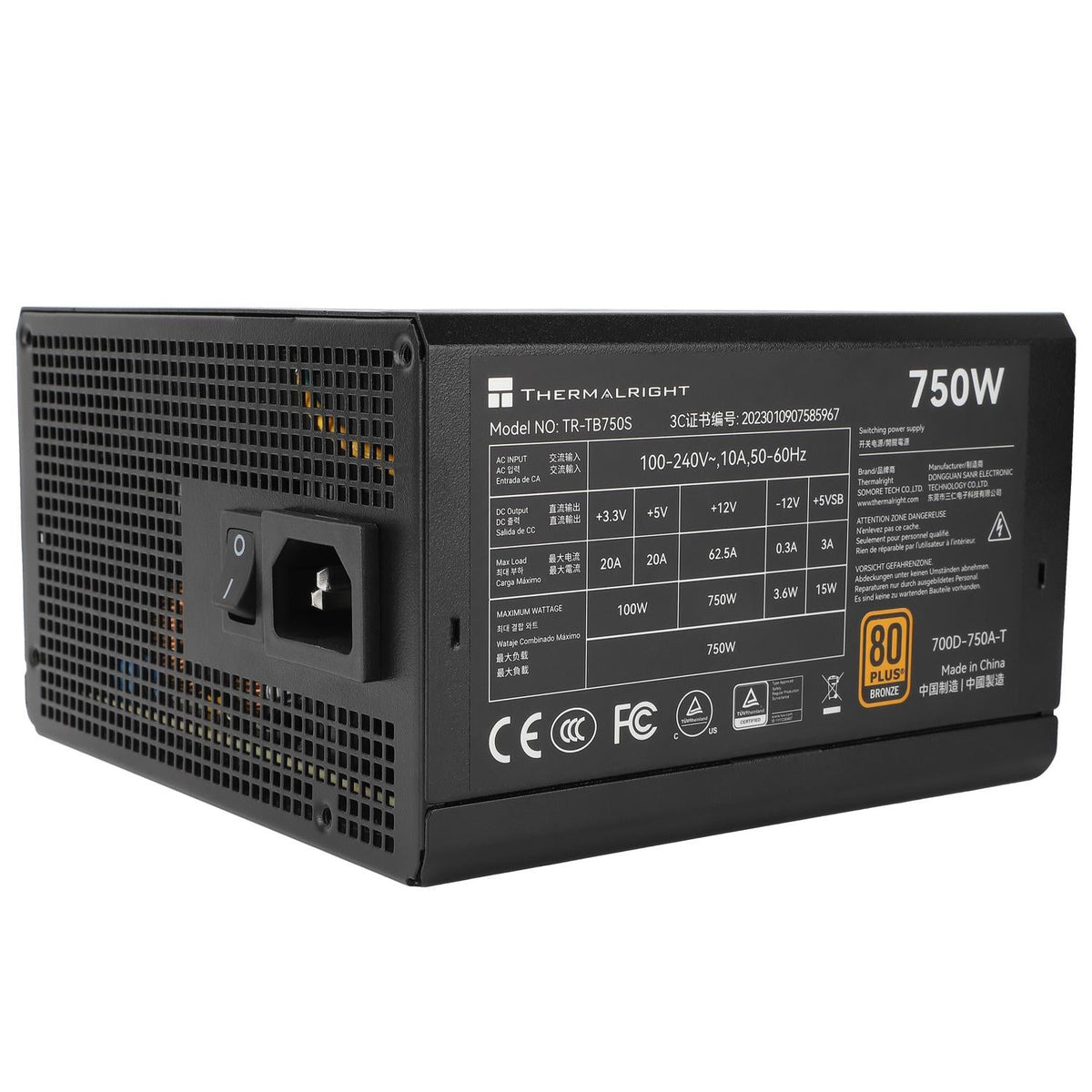 Thermalright TR-TB750S  Black - PSU, 80+ Bronze, 750W Shenzhen Deli Ming Technology Co. LTD (Thermalright)