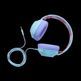LucidSound LS10 Ocean Waves – blåt gamingheadset med kabel – produkt og tilslutningskabel