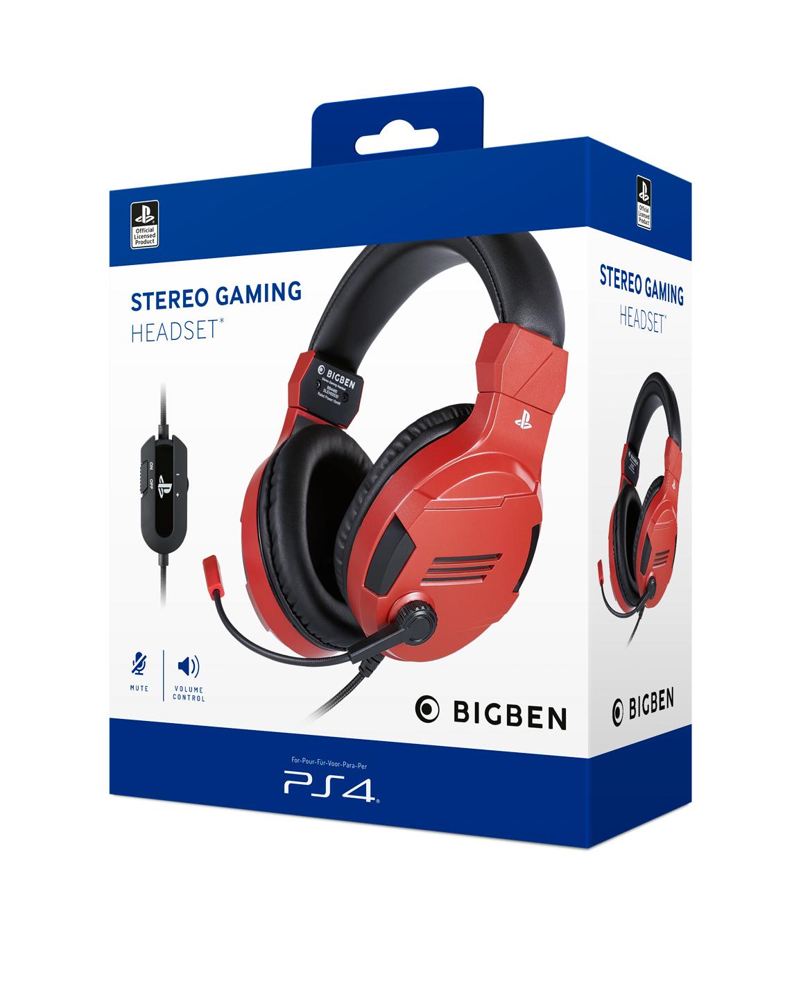 ﻿Playstation 4 HW Bigben Stereo Gaming Headset v3 (Rød)