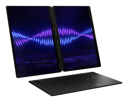 ASUS ROG Zephyrus Duo GX651AX-SR004W – set skråt forfra; layout på billedet er illustrativt