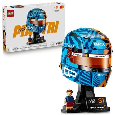 LEGO 43017 Oscar Piastri-hjelm – med færdig hjelm, minifigur og æske