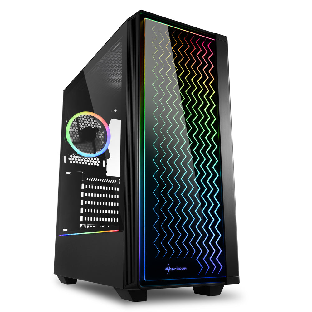 Sharkoon RGB LIT 200 tower case (black, front and side panel of tempered glass) Sharkoon