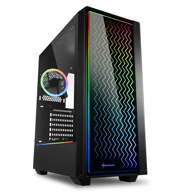 Sharkoon RGB LIT 200 tower case (black, front and side panel of tempered glass) Sharkoon