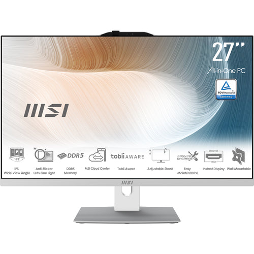 MSI Modern AM272P 1M-1428AT – hvid all-in-one med specifikationer på billedet