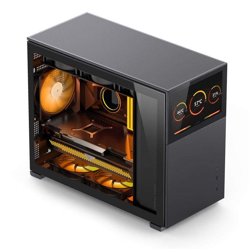 Jonsbo D31 Screen mATX Case, Tempered Glass - Sort