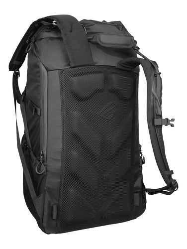 ASUS ROG Archer ErgoAir BP3800 – rygpanel og skulderstropper set skråt bagfra