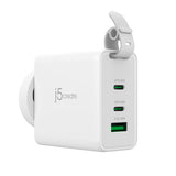 j5create – 65 W GaN USB-rejseoplader med stikadaptere – Oplader med USB-porte