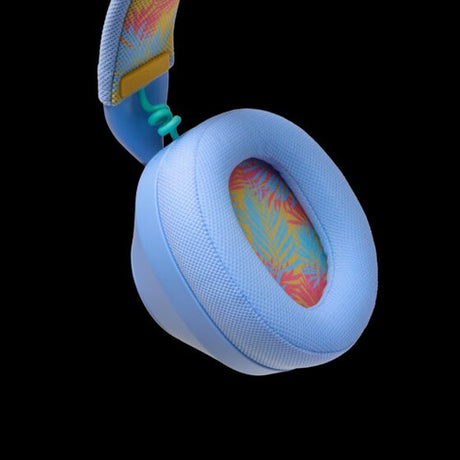 LucidSound LS500 Sunrise Paradise – blåt trådløst gamingheadset – ørepude i nærbillede