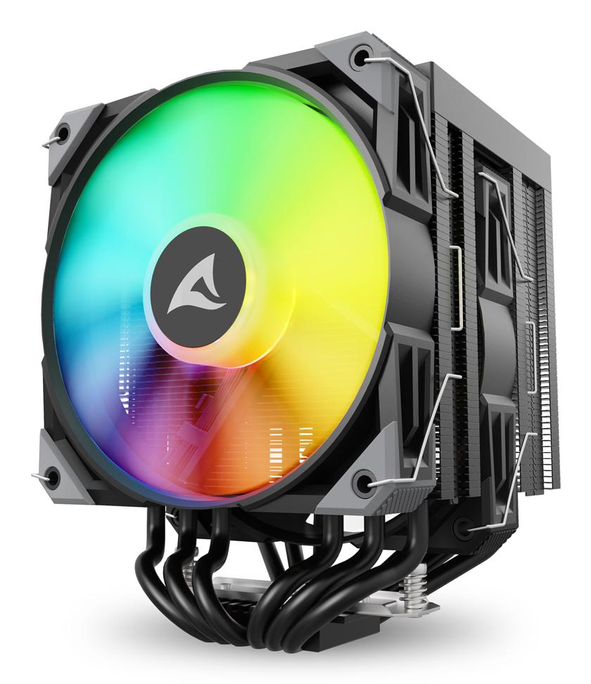 Sharkoon A60 RGB CPU-køler – sort, dual-tower, 159 mm