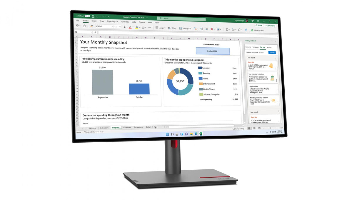 Lenovo ThinkVision P27h-30 27 2560 x 1440 (2K) HDMI DisplayPort USB-C 60Hz Pivot Skærm Lenovo