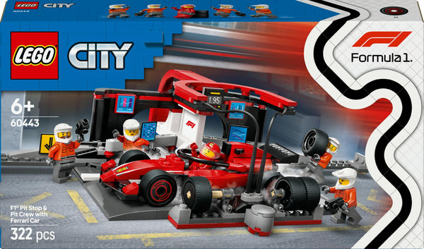 LEGO 60443 City F1-depåstopp med depåpersonal och Ferrari-förare