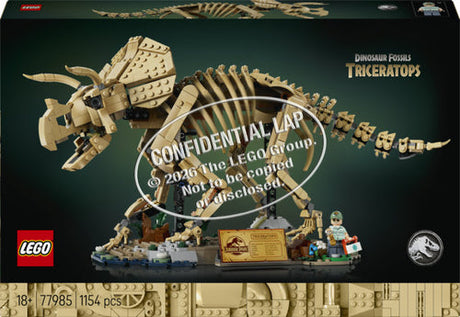 LEGO Jurassic World 77985 Triceratops-fossil – emballagens forside med vandmærke