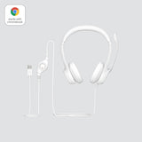 Logitech - H390 Wired Headset for PC/Laptop, Stereo Headphones with Noise Cancelling Microphone, USB-A WHITE Logitech